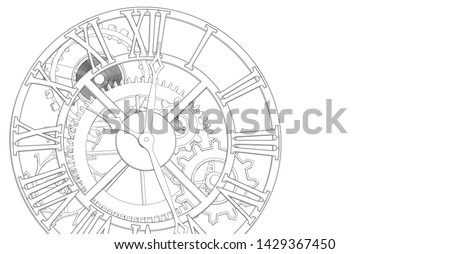 clock, mechanism, sketch, 3d illustration Royalty-Free Stock Photo #1429367450