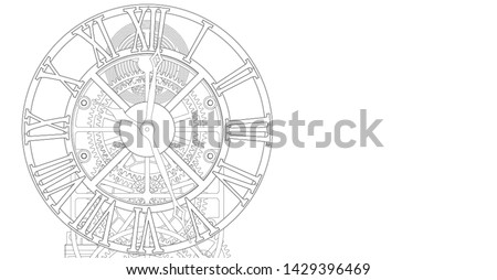 clock, mechanism, sketch, 3d illustration Royalty-Free Stock Photo #1429396469