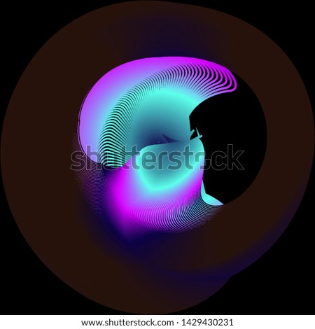 Vector illustration of a complex wireframe structure formed by the interweaving of smoothly curved lines against black background. Colorful plexus surface.