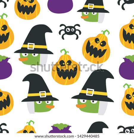 seamless halloween pattern. spider, pumpkin, witch