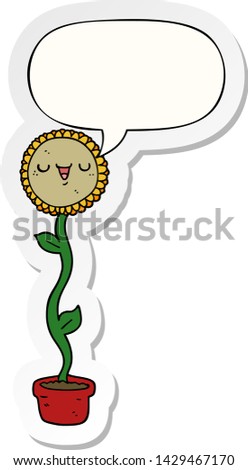 cartoon sunflower with speech bubble sticker