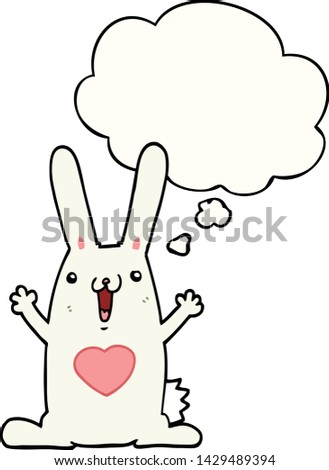 cartoon rabbit in love with thought bubble