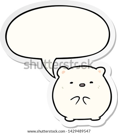 cute cartoon polar bear with speech bubble sticker