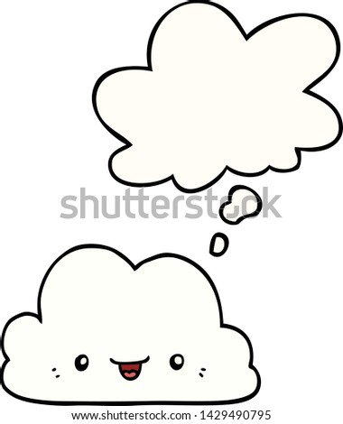 cute cartoon cloud with thought bubble