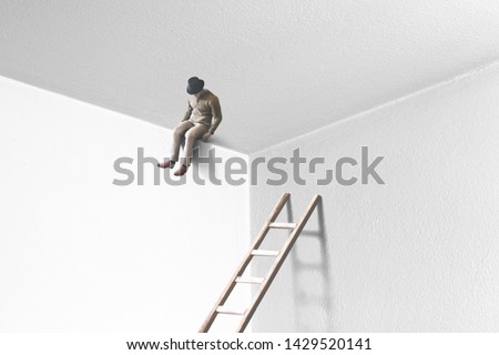 surreal optical illusion, man change his point of view Royalty-Free Stock Photo #1429520141