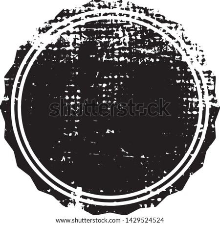 Grunge Post Stamp. Circle, Round Banner, Insignia, Logo, Icon, Label or Badge. Vector Distressed Texture. Blank Shape. Vector Illustration. Black circle isolated on white. EPS10.