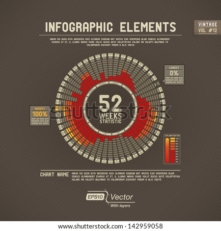 Detailed colorful infographic elements - 52 weeks