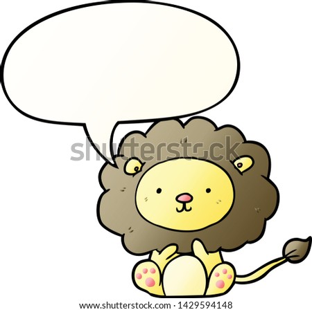 cute cartoon lion with speech bubble in smooth gradient style