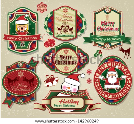 Christmas labels, icons elements collection