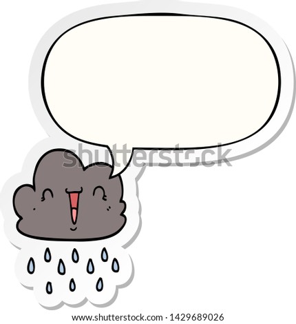 cartoon storm cloud with speech bubble sticker