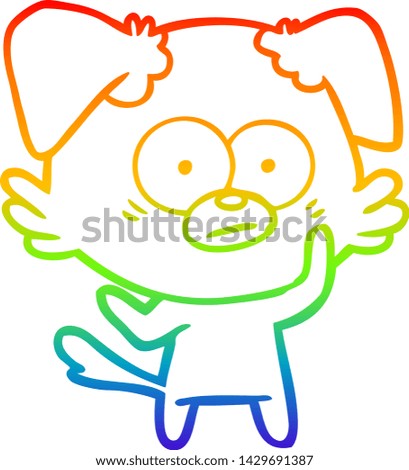 rainbow gradient line drawing of a nervous dog cartoon