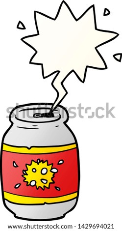 cartoon can of soda with speech bubble in smooth gradient style