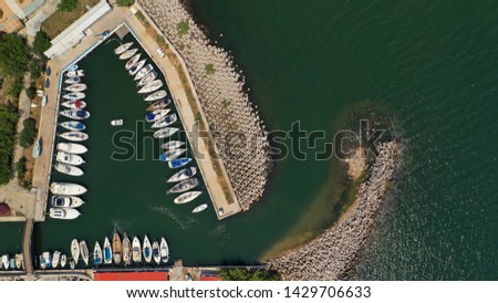 Aerial photo of small fjord port near famous port of Mikrolimano, Piraeus, Attica, Greece