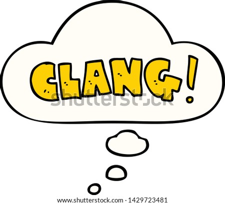 cartoon word clang with thought bubble