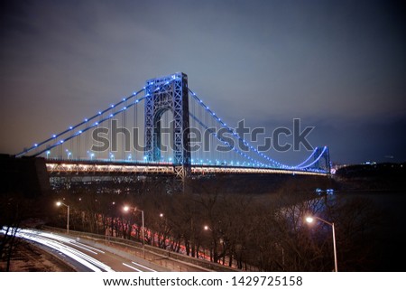 View of the George Washington Bridge from Washington Heights in uptown Manhattan