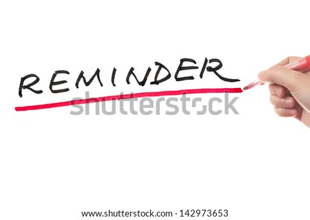 Hand writing reminder word on white board Royalty-Free Stock Photo #142973653