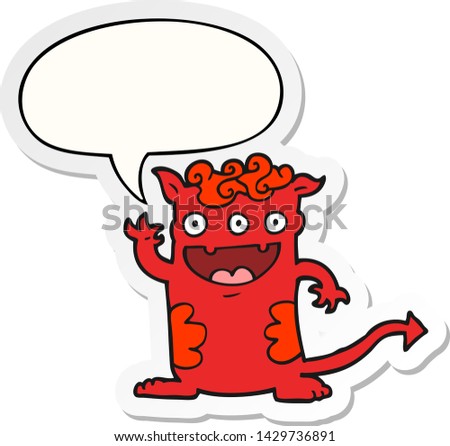 cartoon halloween monster with speech bubble sticker