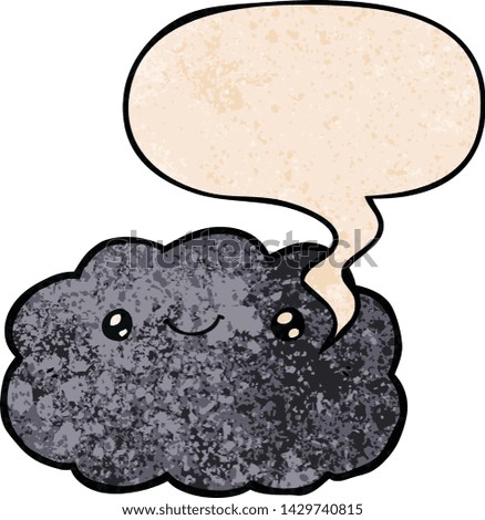 cartoon cloud with speech bubble in retro texture style