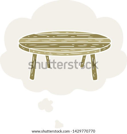cartoon table with thought bubble in retro style