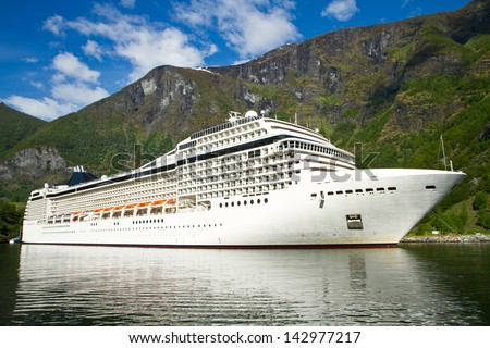 Cruise ship in  Norwegian fjords
