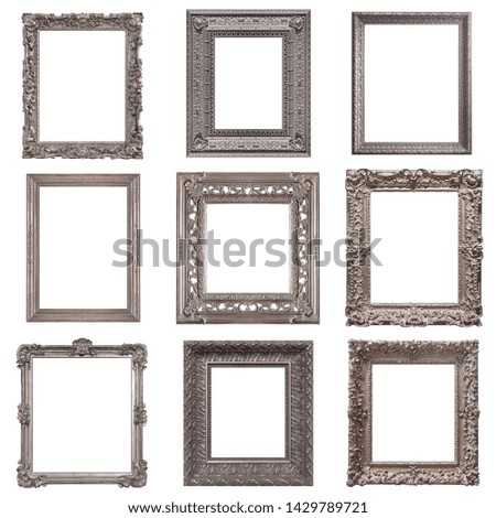 Set of silver frame for paintings, mirrors or photo isolated on white background