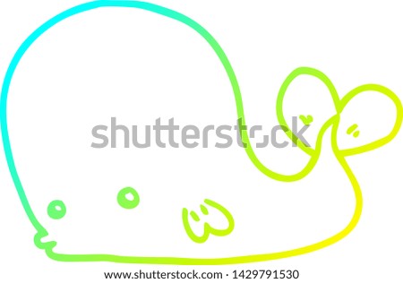 cold gradient line drawing of a cartoon whale