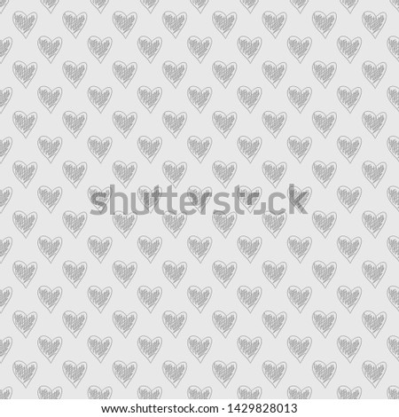 Hand drawn background with hearts. Seamless grungy wallpaper on surface. Chaotic texture. Line art. Print for banners. Black and white illustration