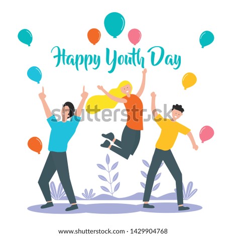 Happy Youth Day Celebration with young Boy and Girl