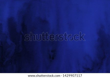 Abstract Hand Painted Dark Blue Watercolor Background. Navy Paper Texture