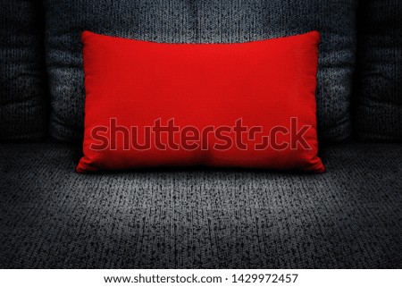 Red pillows placed on the sofa
