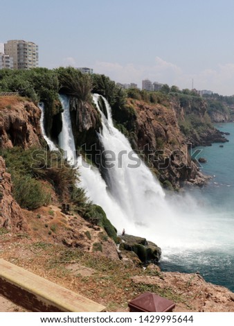 clear water stream of the Lower Duden waterfall, Antalya, Turkey