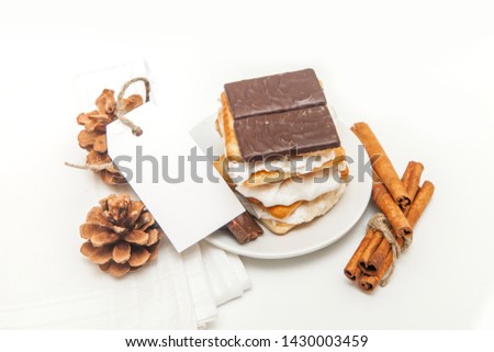 smore - sweet dessert - cookies, chocolate and marshmallows - traditional dessert - favor tag mockup