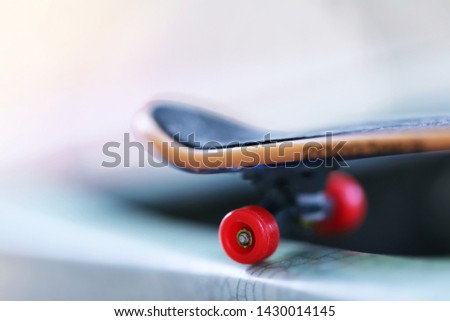 Mini skateboard toy closeup macro
