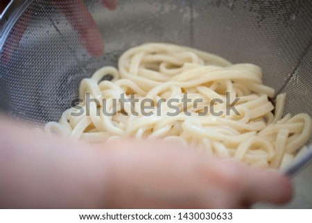 Cooking udon with Japanese food