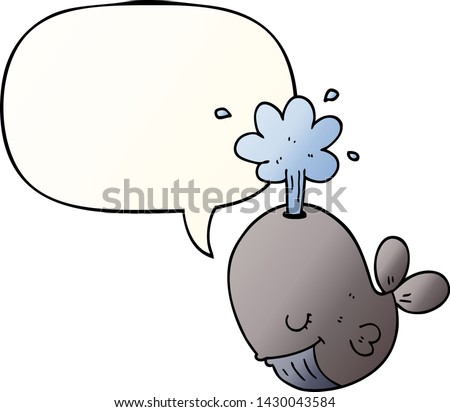 cartoon spouting whale with speech bubble in smooth gradient style