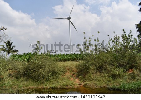 Windmills or wind wheels at Kanyakumari, Tamilnadu, India. Picture taken on 12/02/19