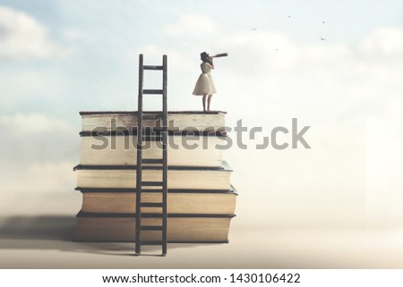 woman who has achieved success looks towards the future Royalty-Free Stock Photo #1430106422
