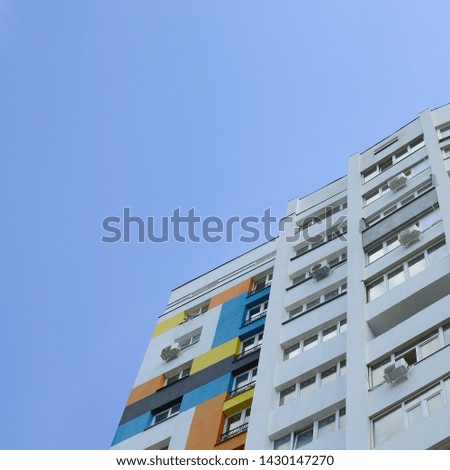 New multy storey residential building and blue sky