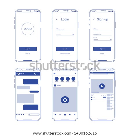 Set of social network photo, post frames and other pages vector illustration. Inspired by social resources. Mock up Vector illustration Modern design of news. Vector illustration