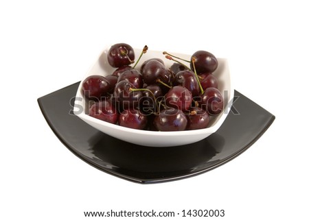  Plateful of cherry on a white background