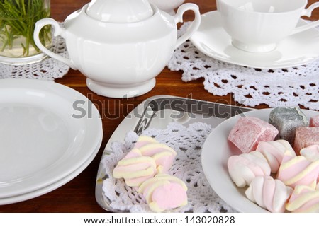 Table setting on wooden table