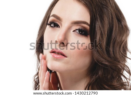 Woman face portrait natural makeup close up face