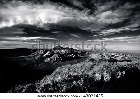 Mount Bromo under cloudy sky