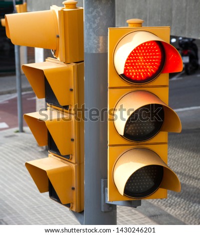 City traffic light showing red.