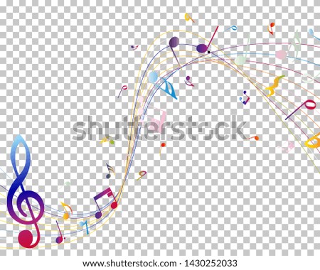 Musical Notes Design With Transparency Grid on Back. Vector Illustration.