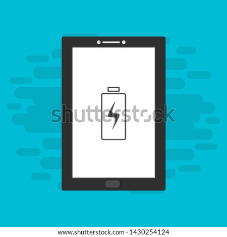Battery charging flat web icon. Vector illustration