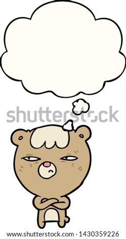cartoon angry bear with thought bubble