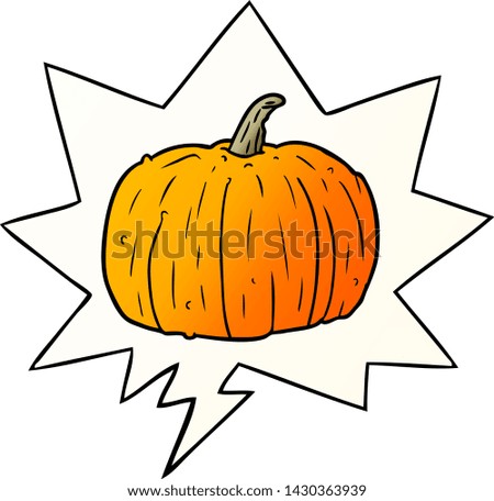 cartoon halloween pumpkin with speech bubble in smooth gradient style
