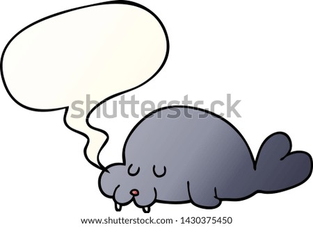 cartoon walrus with speech bubble in smooth gradient style