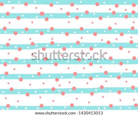 pink and white polka dots on  green  stripes background